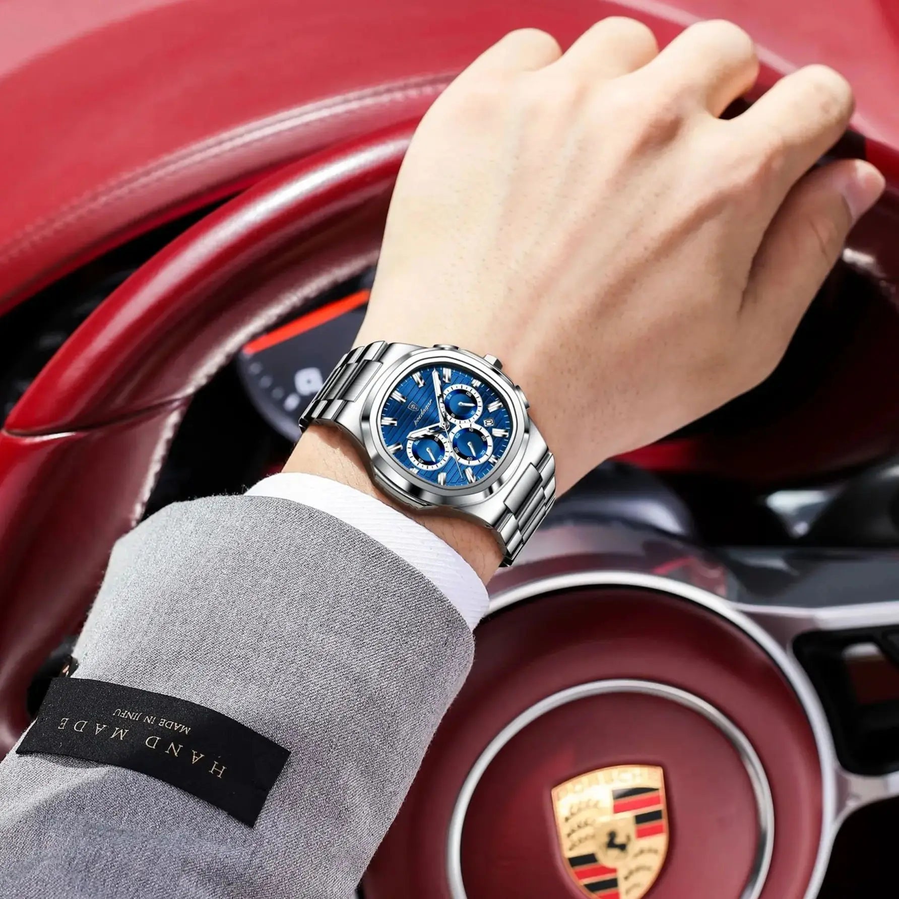 Relógio Masculino POEDAGAR Luxury - Cronógrafo, Impermeável e Luminoso em Aço Inoxidável