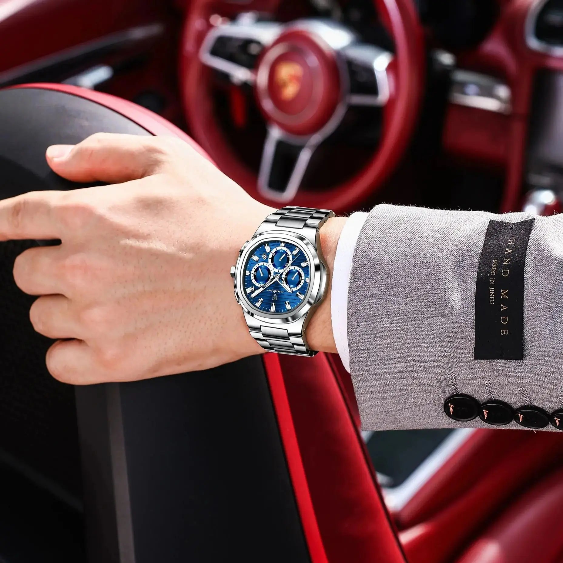 Relógio Masculino POEDAGAR Luxury - Cronógrafo, Impermeável e Luminoso em Aço Inoxidável